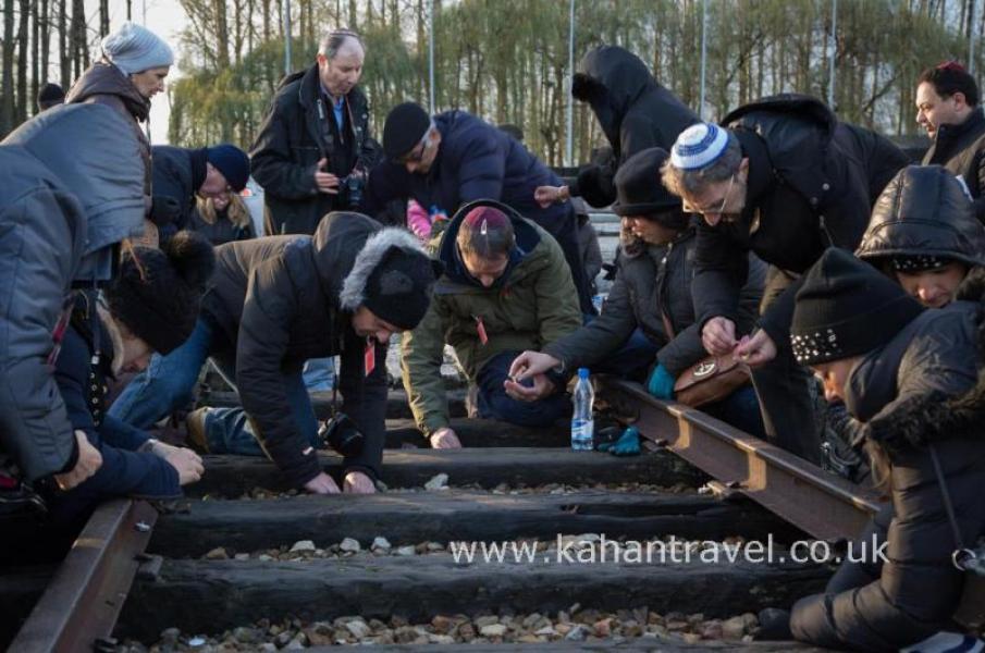 Auschwitz, Tours, Birkenau, Train Tracks, Lighting Candles, November 2013 (00 Nov 2013) [Groups]